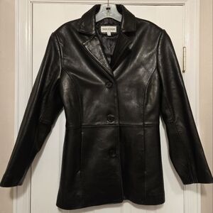 Vintage CHARLES KLEIN Women's Leather Jacket Blazer Size Small